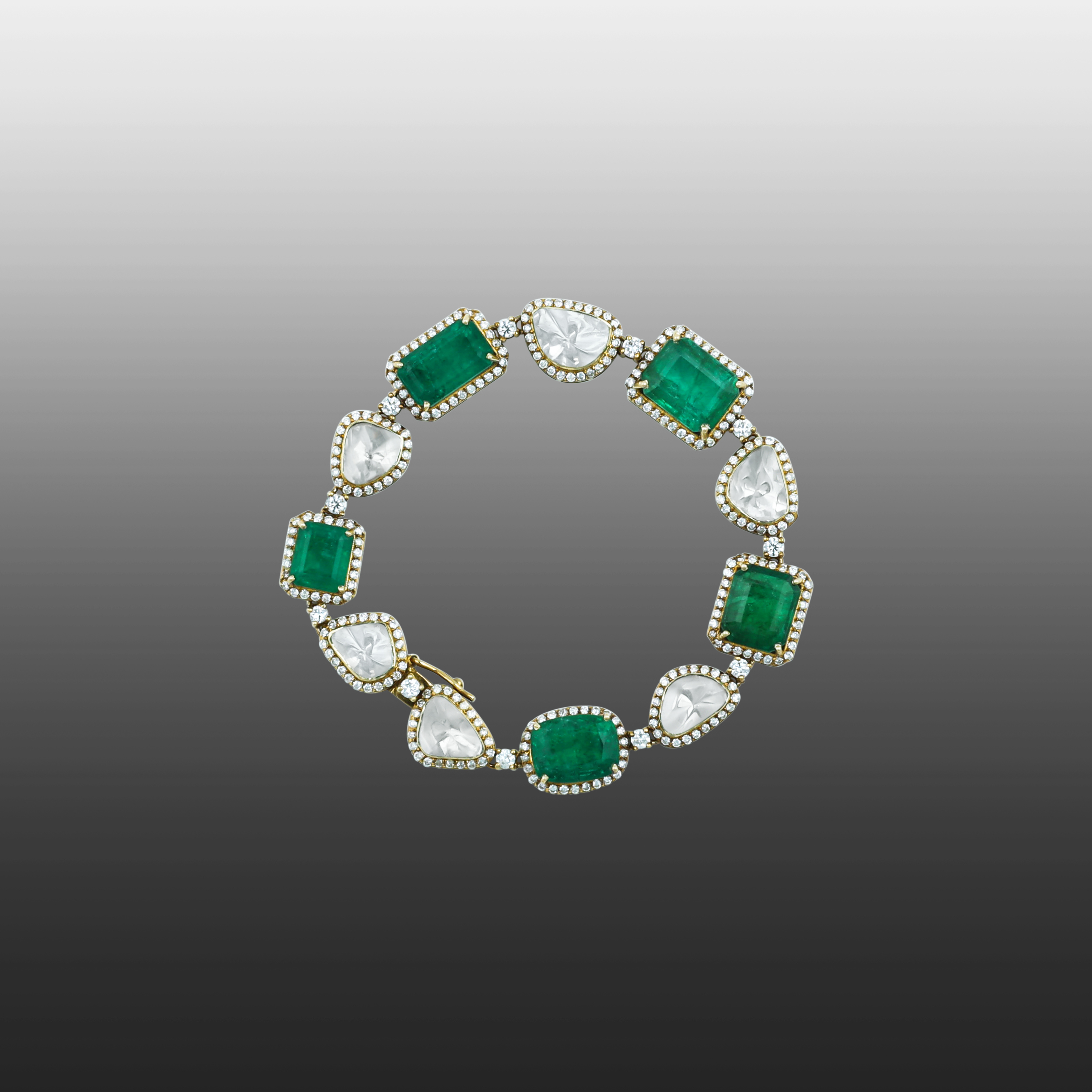 Emerald and Polki Bracelet/Necklace with Versatile Design